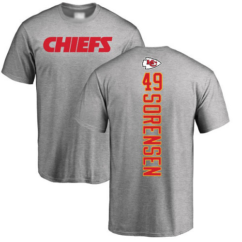 Men Kansas City Chiefs #49 Sorensen Daniel Ash Backer NFL T Shirt